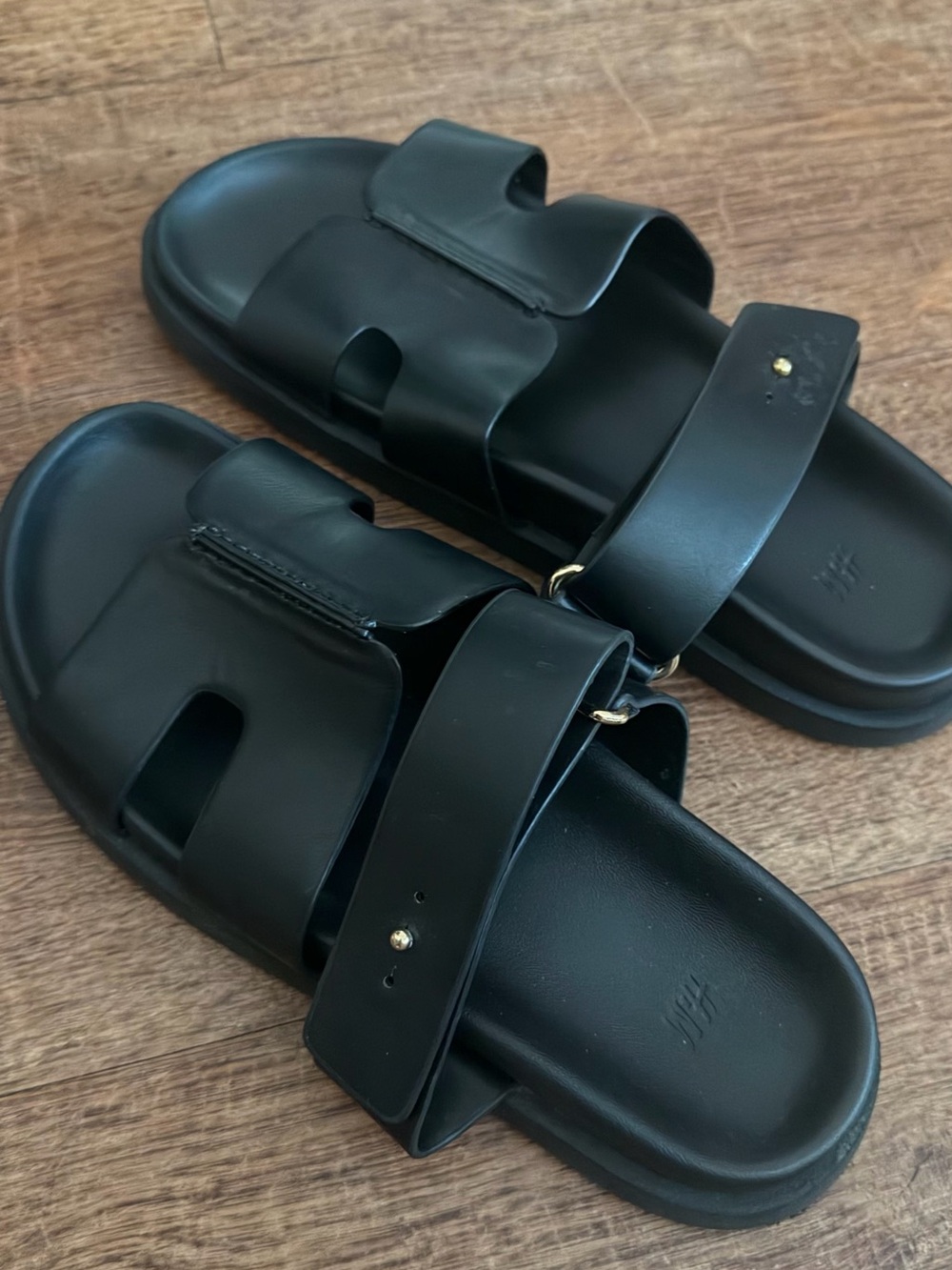 Black Double Strap Slide Sandals H&M